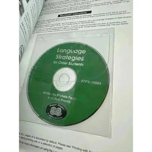 Language Strategies for‎ Older Students SPEECH THERAPY CD Rom Unused - Picture 6 of 12